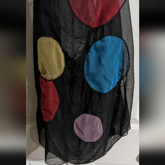 FINAL PRICE Claire Fleury Black Mesh Halter Mini Dress M/L Dots Club Clown Funky - Picture 4 of 7